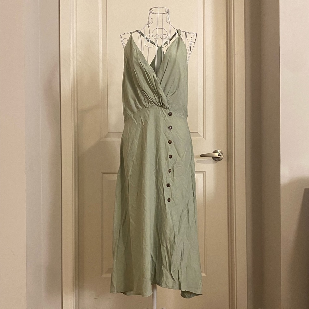 Poly Silky button down dress